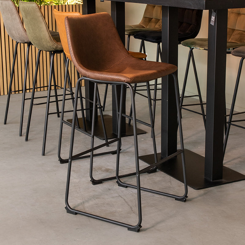 Label51 - Tabouret de bar Risto - Similicuir - Marron - 47 x 56 x 102 cm