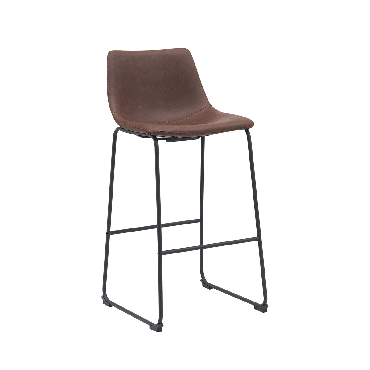 Label51 - Tabouret de bar Risto - Similicuir - Marron - 47 x 56 x 102 cm