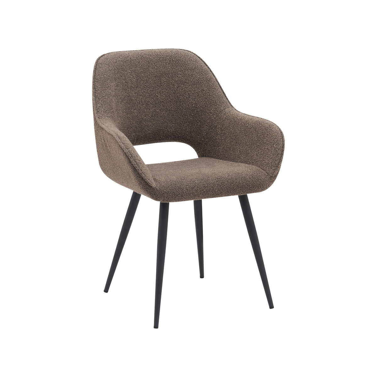 Label51 - Eetkamerstoel Fer - Bouclé - Bruin - 58 x 57 x 87 cm