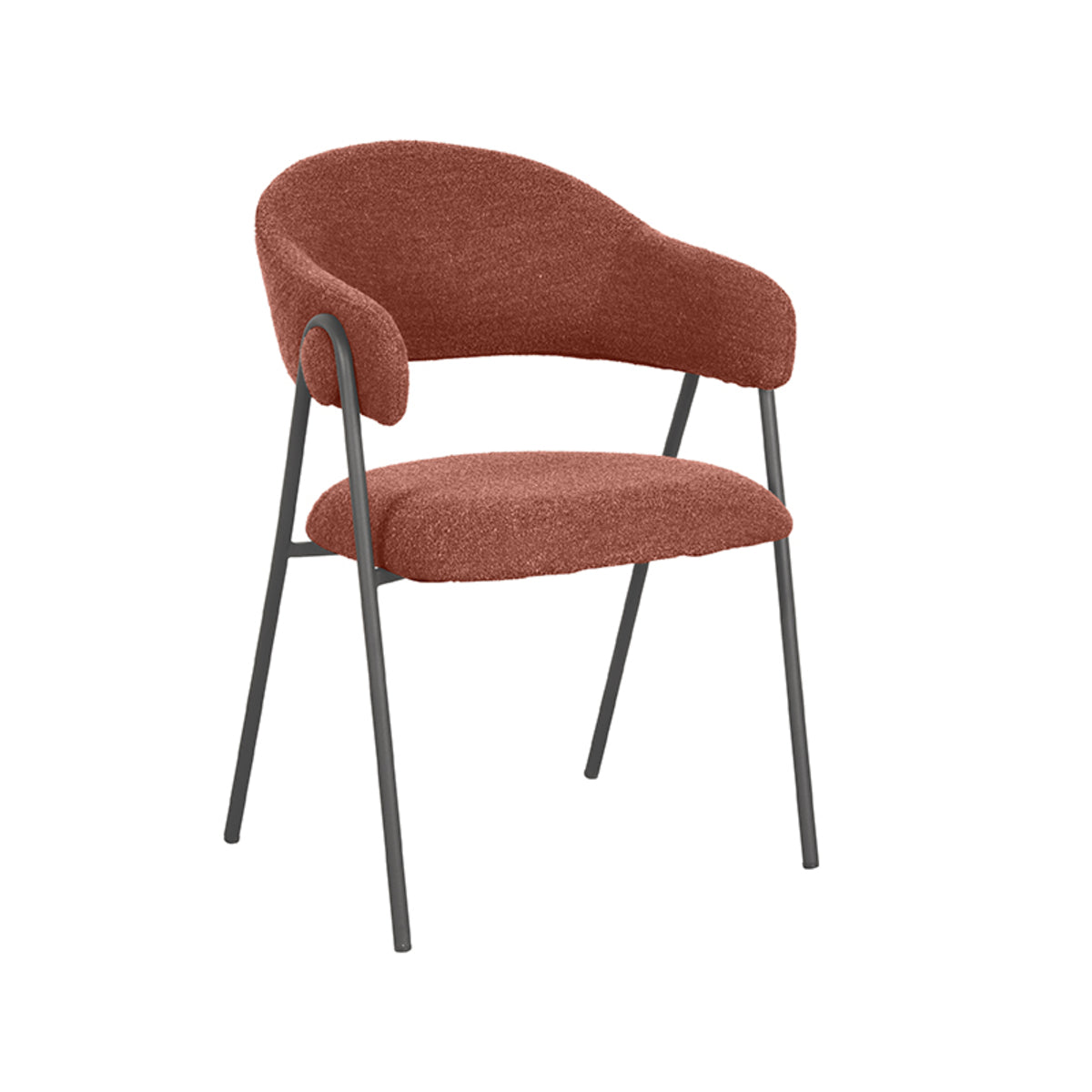 Label51 - Chaise de salle à manger Lowen - Bouclé - Terracotta - 58 x 60 x 84 cm