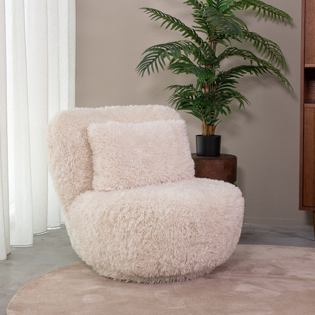 Label51 - Draaifauteuil Doodle - Stof - Crème - 90 x 87 x 73 cm