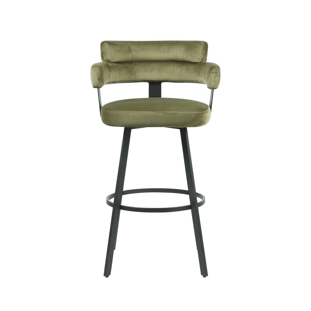 Label51 - Tabouret de bar Bardio - Velours - Vert chasseur - 56 x 52 x 101 cm