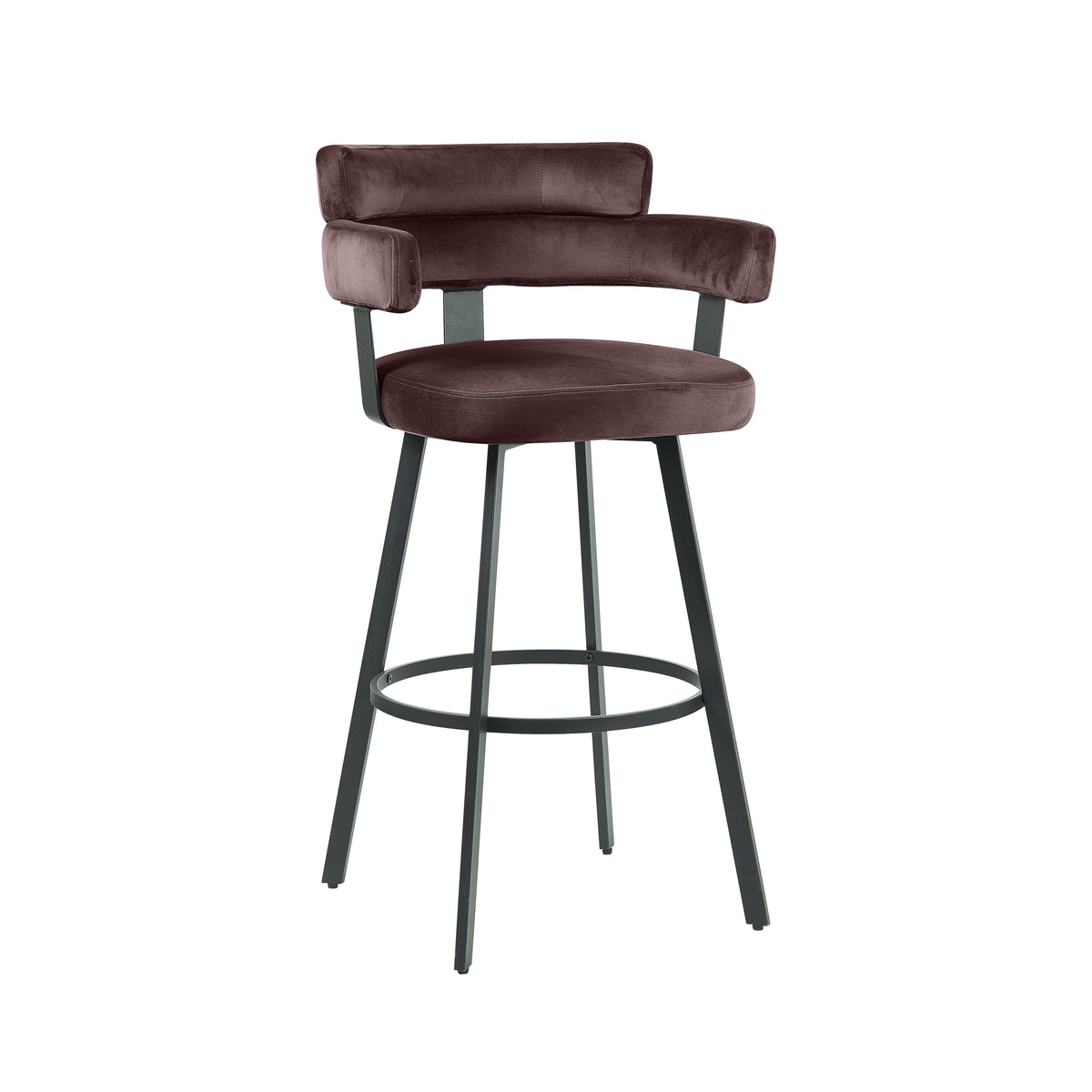 Label51 - Tabouret de bar Bardio - Velours - Taupe - 56 x 52 x 101 cm