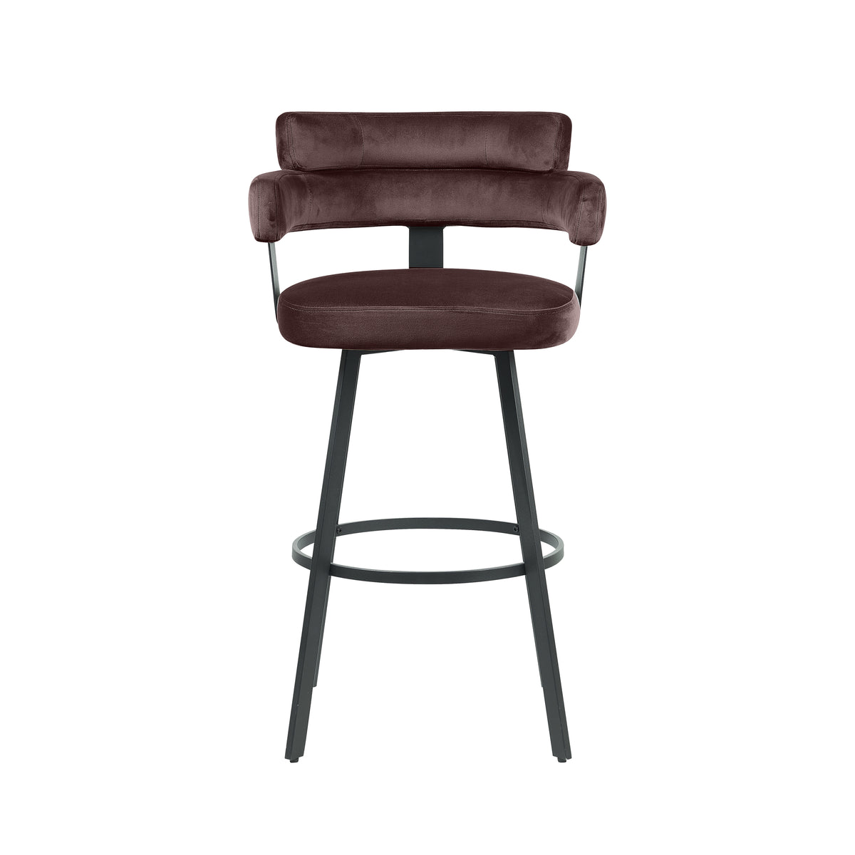 Label51 - Tabouret de bar Bardio - Velours - Taupe - 56 x 52 x 101 cm