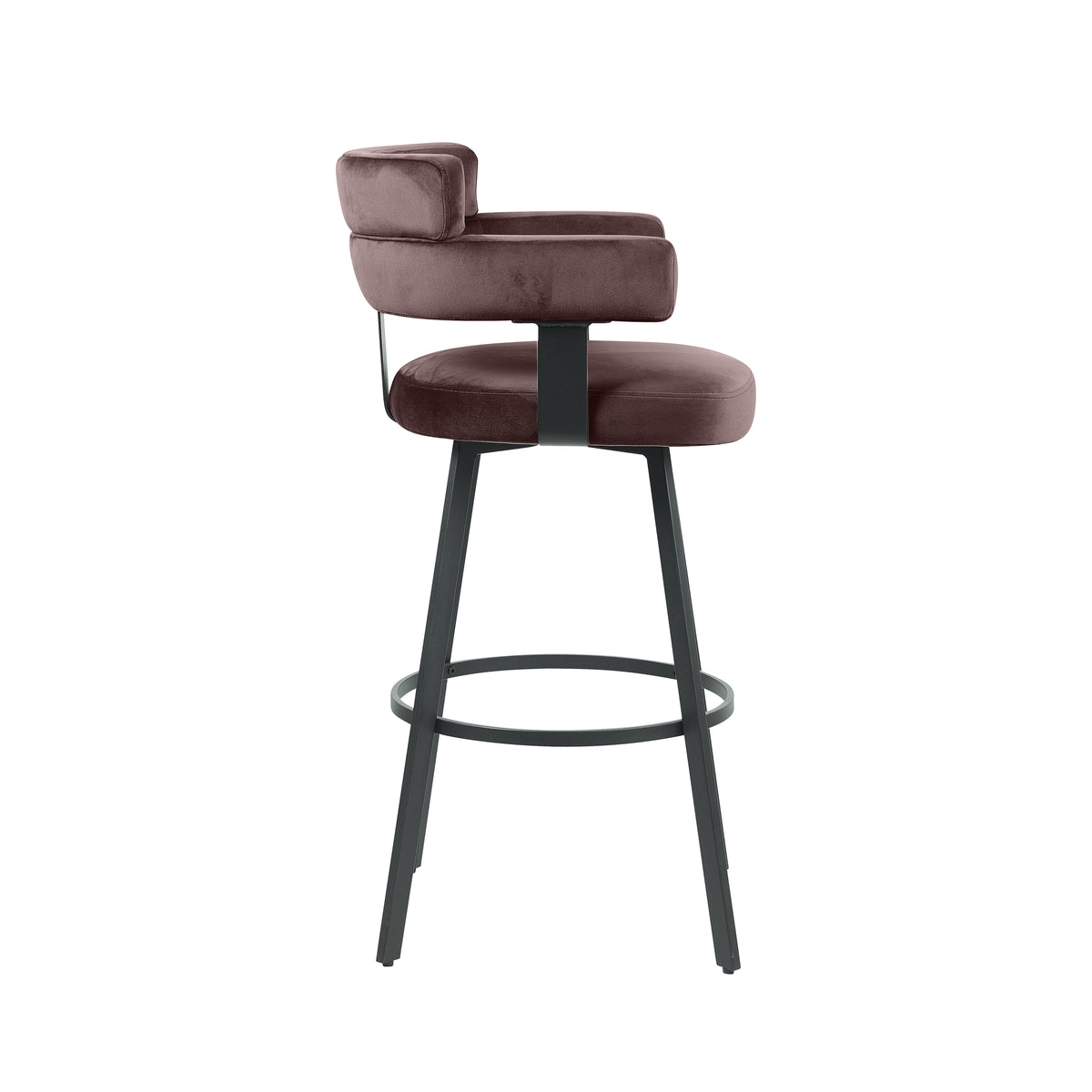 Label51 - Tabouret de bar Bardio - Velours - Taupe - 56 x 52 x 101 cm