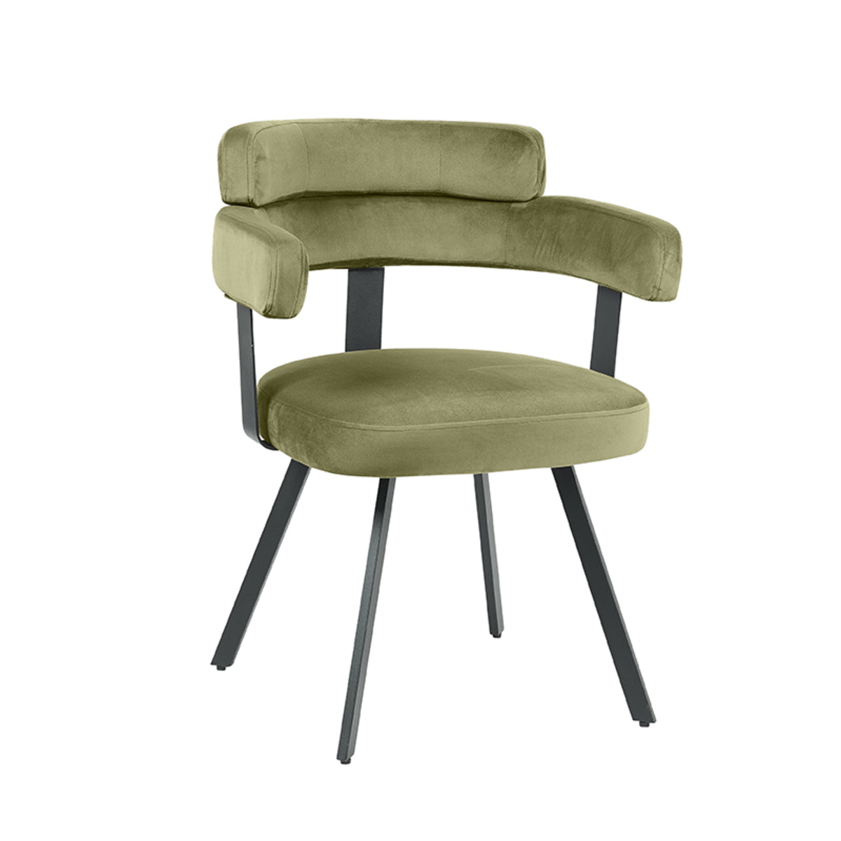 Label51 - Chaise de salle à manger Bardio - Velours - Vert chasseur - 62 x 57 x 79 cm