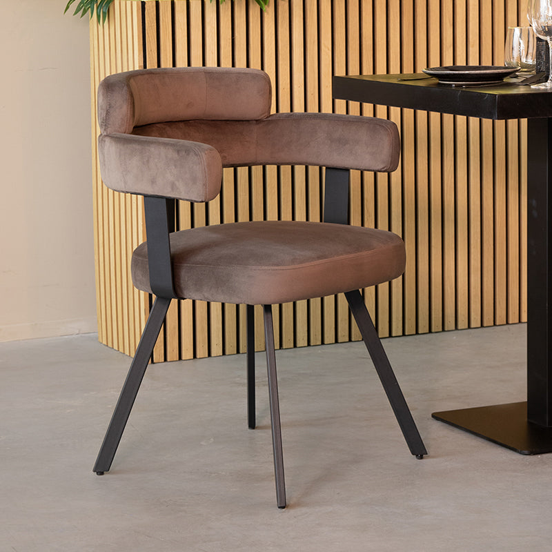 Label51 - Eetkamerstoel Bardio - Velours - Taupe - 62 x 57 x 79 cm