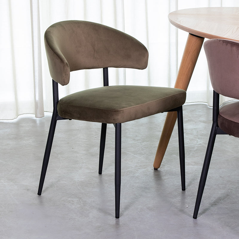 Label51 - Chaise de salle à manger Bliss - Velours - Vert chasseur - 56 x 55 x 76 cm