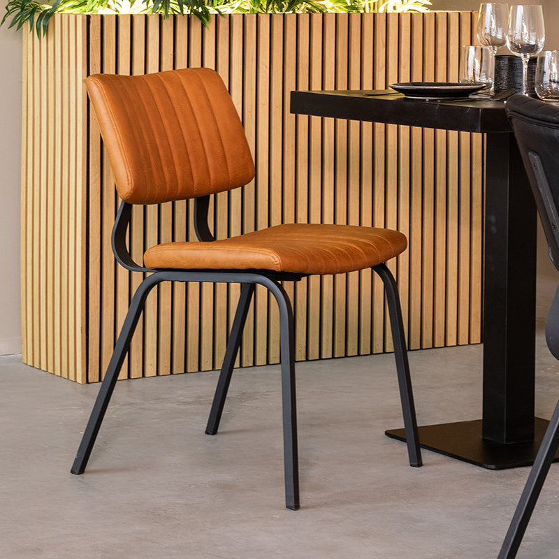 Label51 - Eetkamerstoel Gusto - Kunstleder - Cognac - 46 x 56 x 79 cm