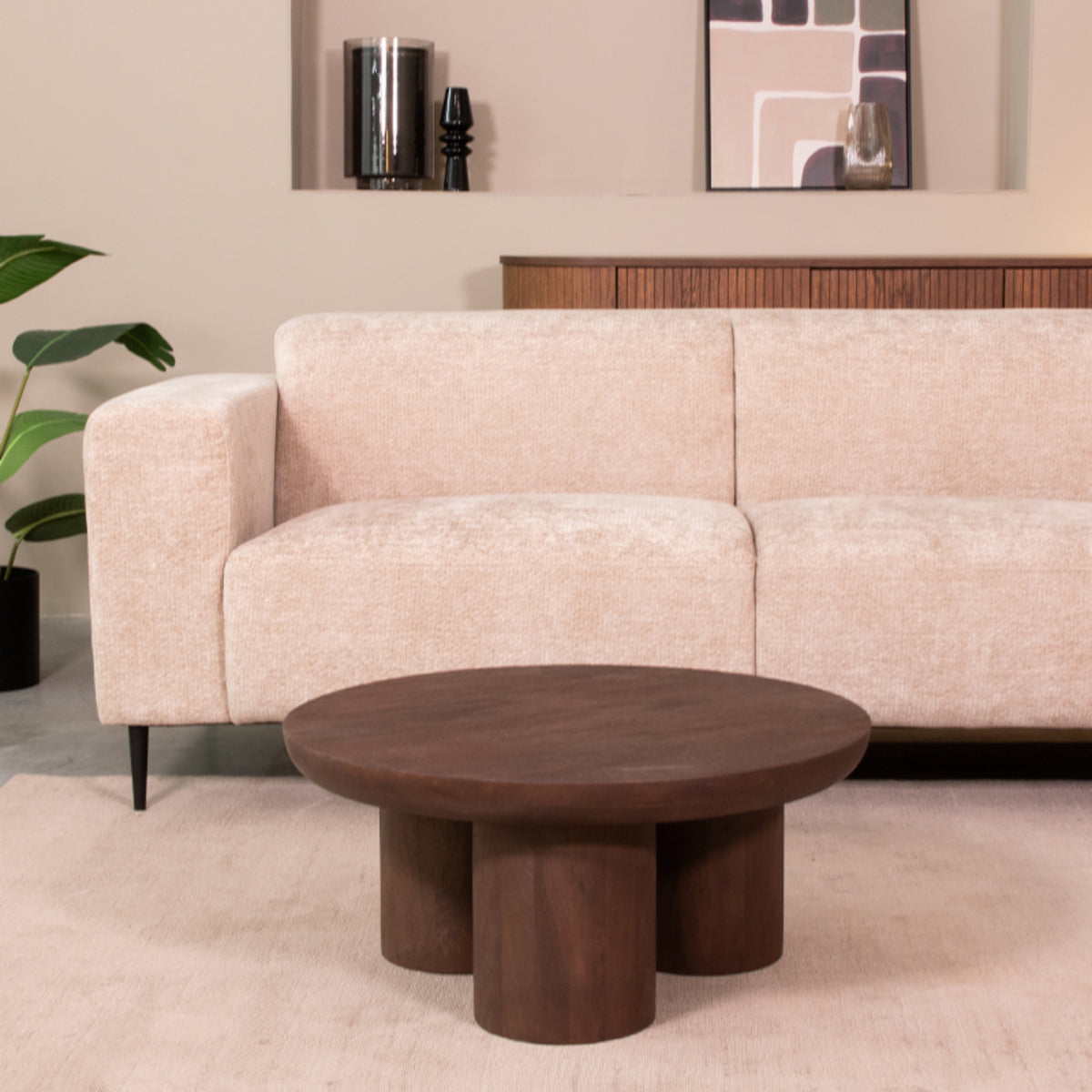 Label51 - Table basse Olly - Bois de manguier - Espresso - 90 x 90 x 37 cm
