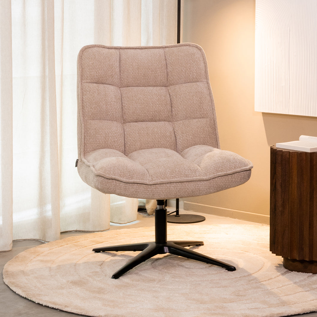 Label51 - Fauteuil pivotant Vince - Tissu - Naturel - 63 x 74 x 91 cm