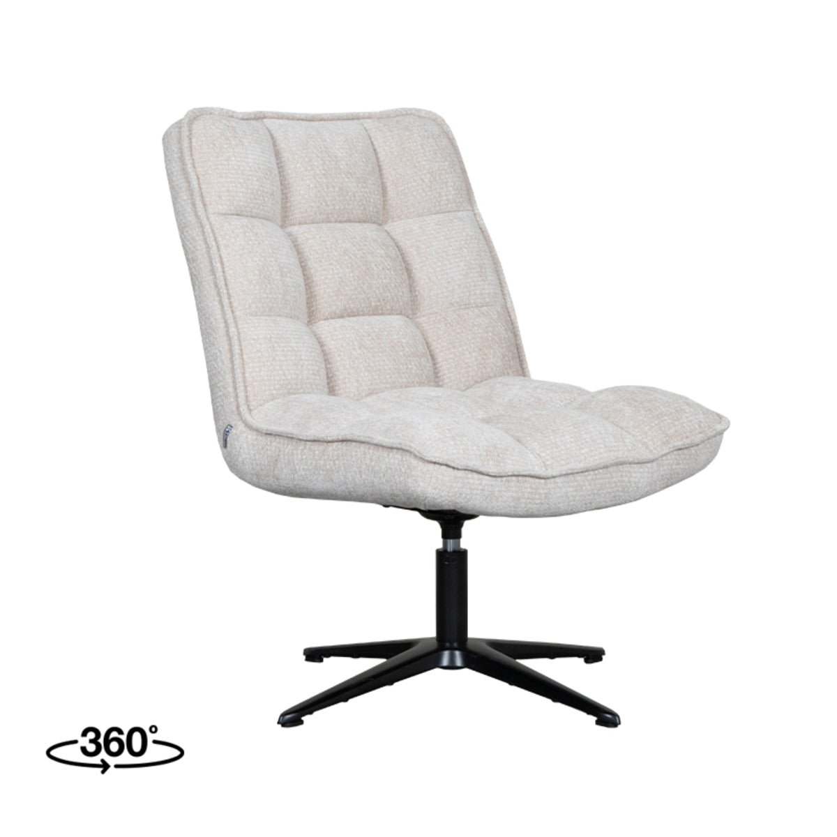 Label51 - Fauteuil pivotant Vince - Tissu - Naturel - 63 x 74 x 91 cm