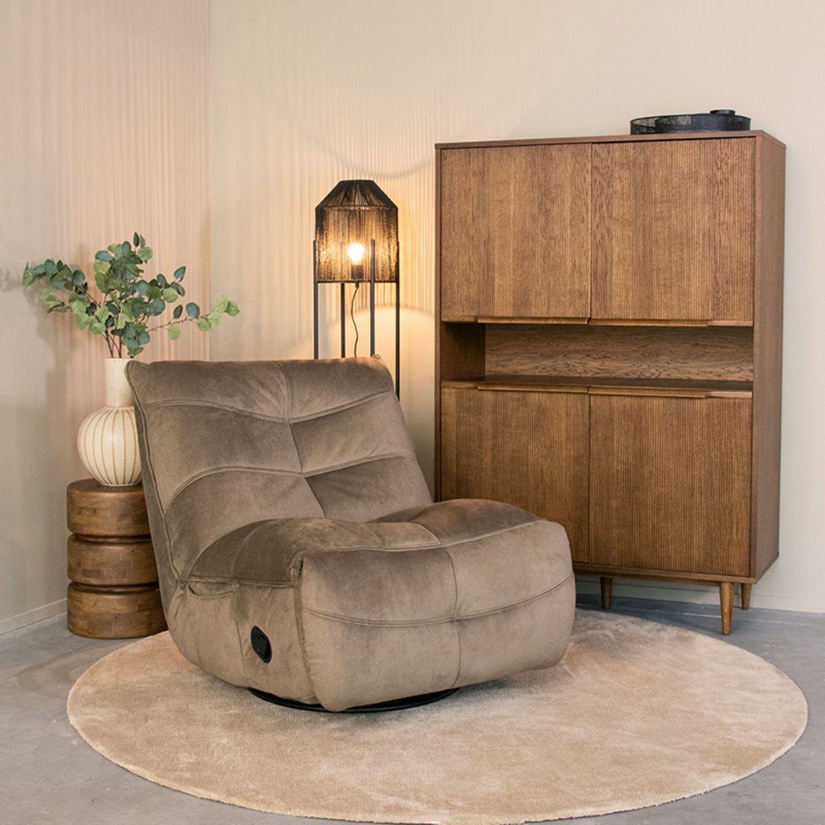 Label51 - Fauteuil relax Take It Easy - Tissu - Taupe - 84 x 104 x 94 cm