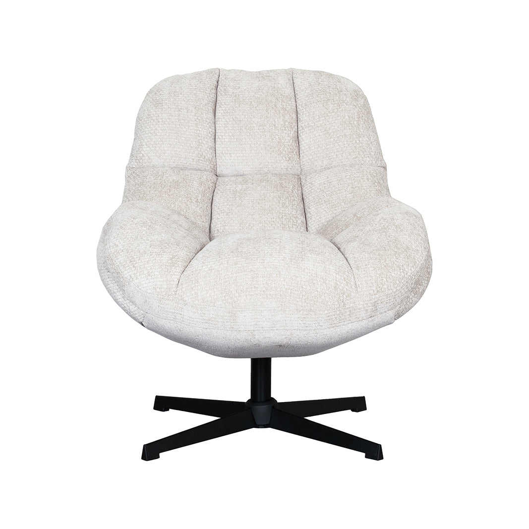 Label51 - Fauteuil pivotant Huxley - Tissu - Naturel - 76 x 86 x 92 cm