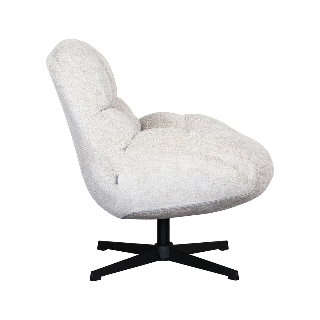 Label51 - Fauteuil pivotant Huxley - Tissu - Naturel - 76 x 86 x 92 cm