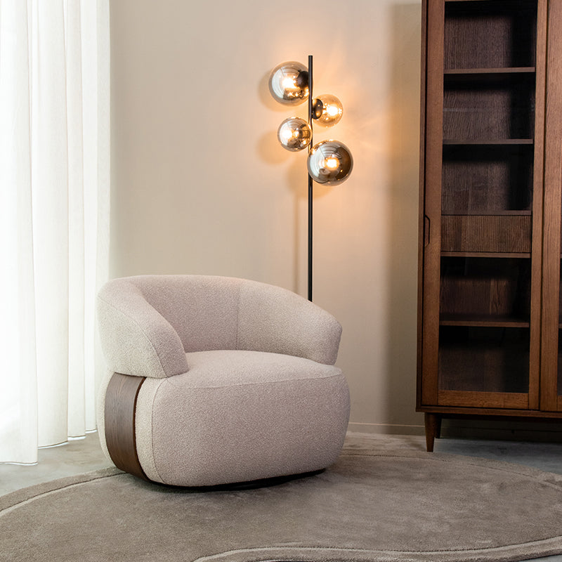 Label51 - Fauteuil pivotant Valenza - Bouclé - Naturel - 83 x 79 x 73 cm
