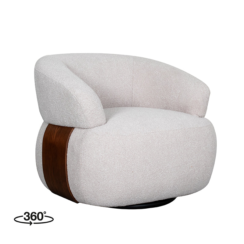 Label51 - Fauteuil pivotant Valenza - Bouclé - Naturel - 83 x 79 x 73 cm