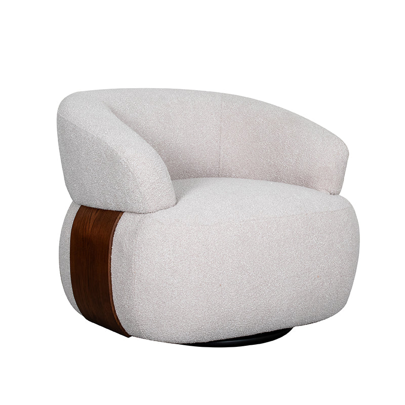 Label51 - Draaifauteuil Valenza - Bouclé - Naturel - 83 x 79 x 73 cm