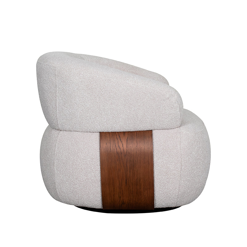 Label51 - Draaifauteuil Valenza - Bouclé - Naturel - 83 x 79 x 73 cm