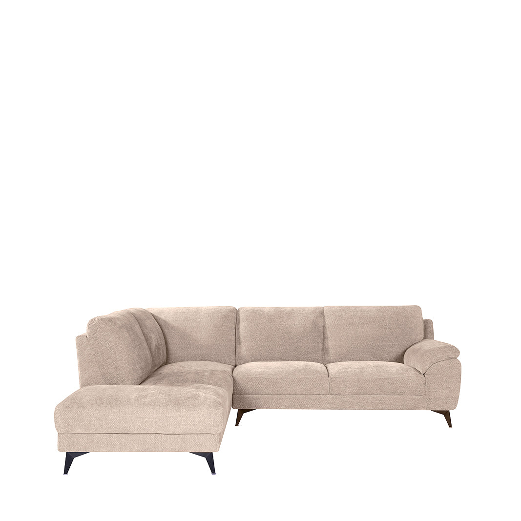 Label51 - Canapé d'angle Santino gauche - Tissu - Argile - 257 x 215 x 85 cm