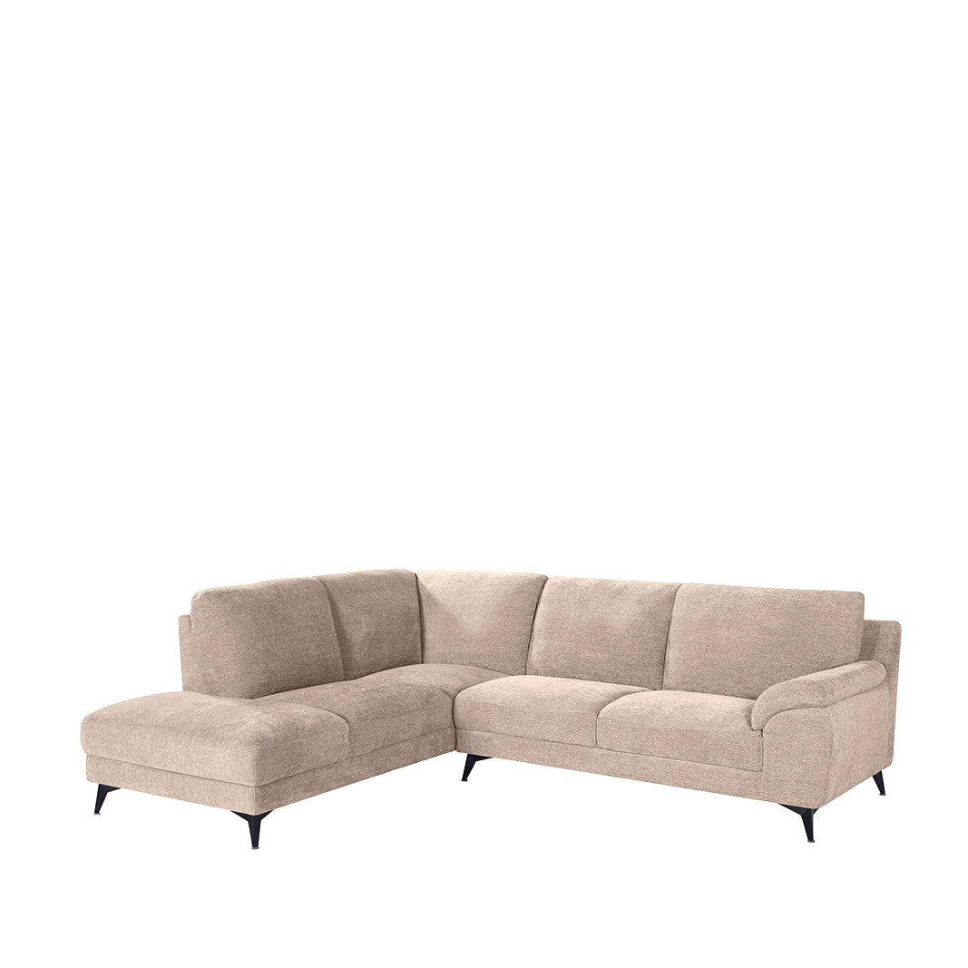 Label51 - Canapé d'angle Santino gauche - Tissu - Argile - 257 x 215 x 85 cm