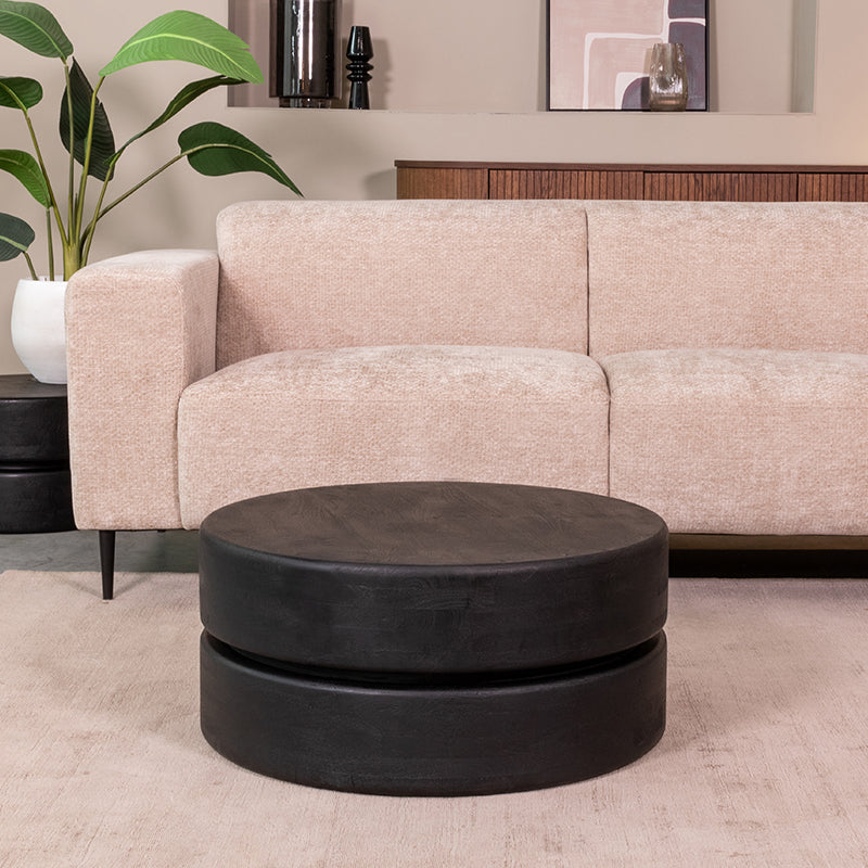 Label51 - Table basse Milly - Bois de manguier - Noir - 70 x 70 x 31 cm