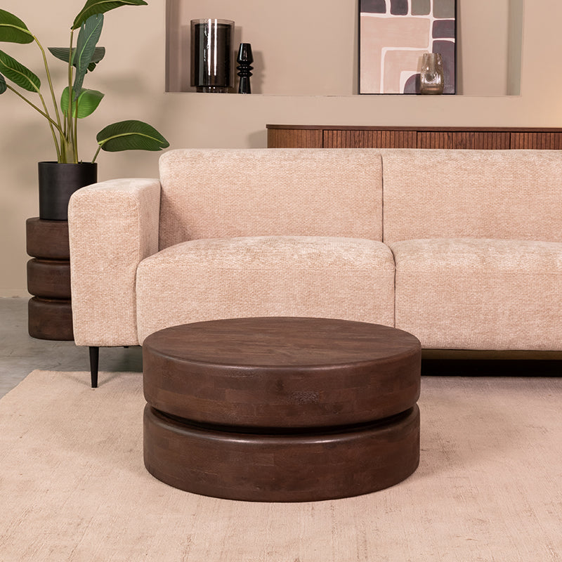 Label51 - Table basse Milly - Bois de manguier - Espresso - 70 x 70 x 31 cm