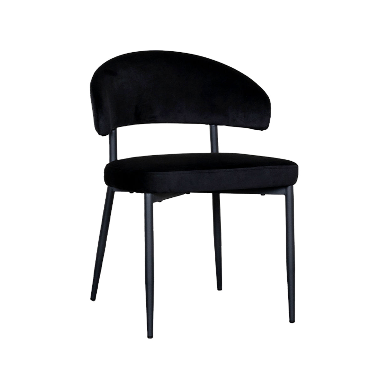 Label51 - Eetkamerstoel Bliss - Velours - Zwart - 56 x 55 x 76 cm