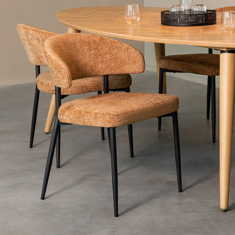 Label51 - Eetkamerstoel Bliss - Stof - Cognac - 56 x 55 x 76 cm