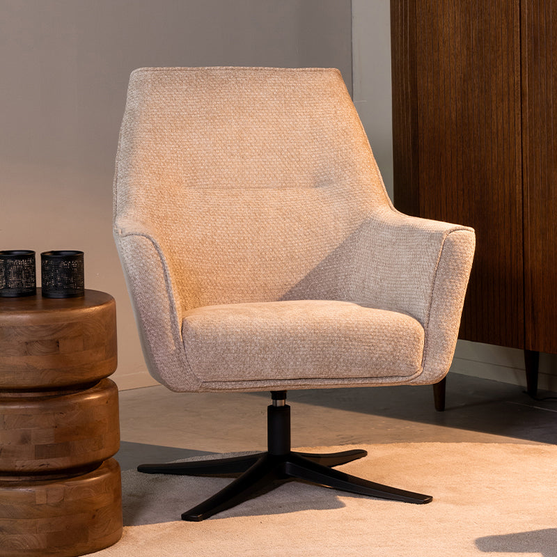 Label51 - Fauteuil pivotant Tod - Tissu - Argile - 76 x 75 x 90 cm
