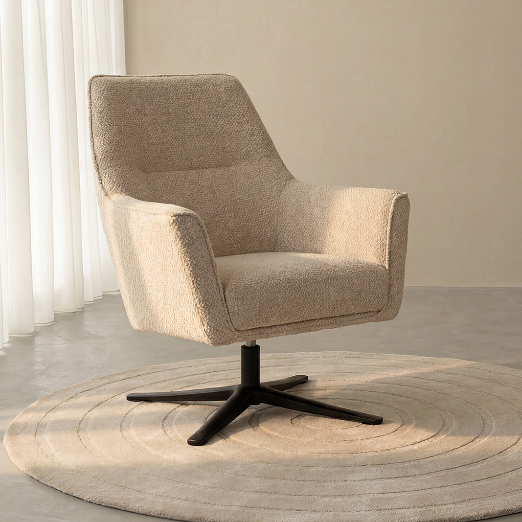 Label51 - Fauteuil pivotant Tod - Tissu - Naturel - 76 x 75 x 90 cm