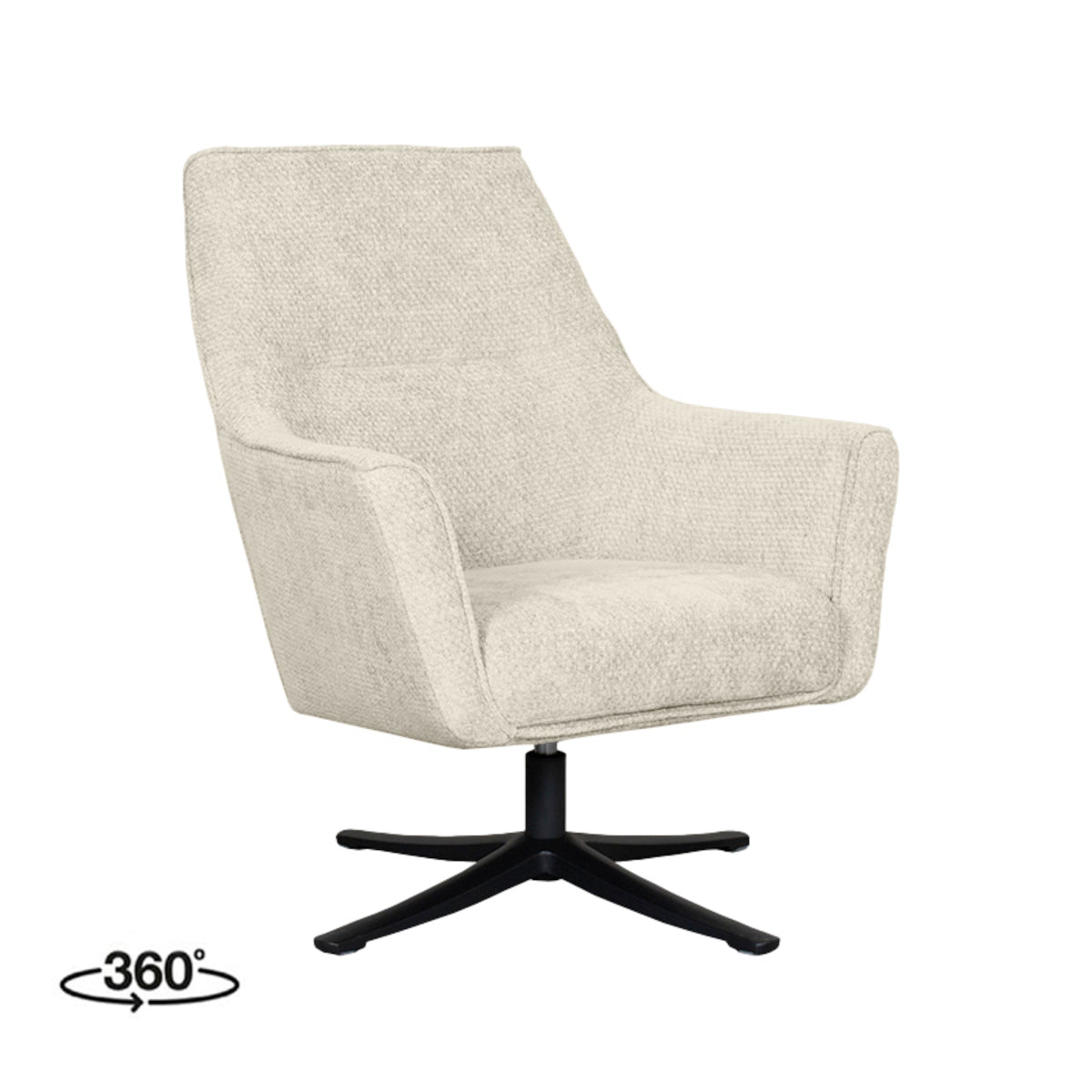 Label51 - Fauteuil pivotant Tod - Tissu - Naturel - 76 x 75 x 90 cm