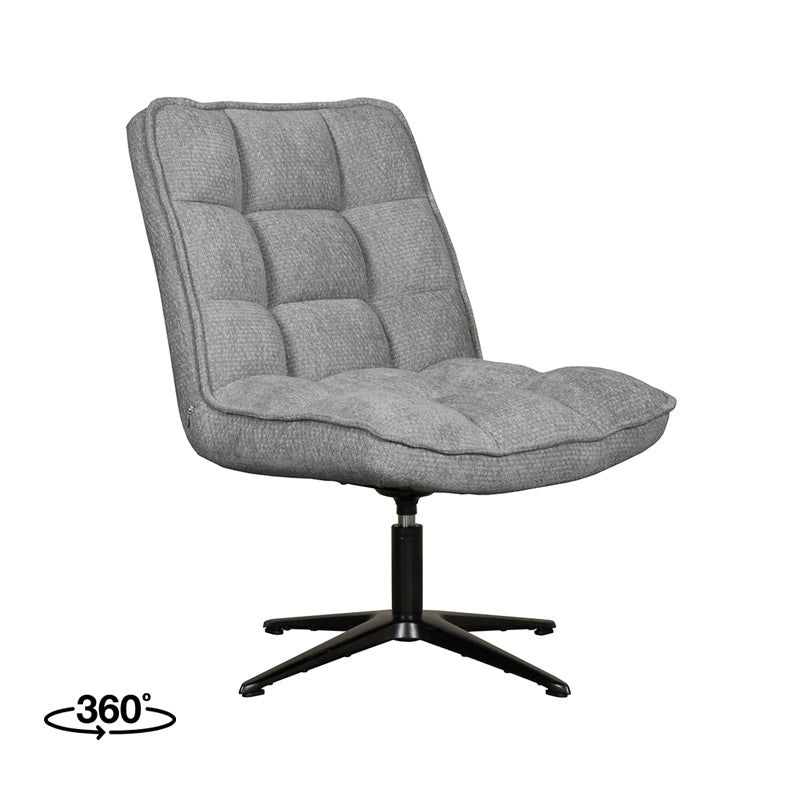 Label51 - Draaifauteuil Vince - Stof - Steengrijs - 63 x 74 x 91 cm