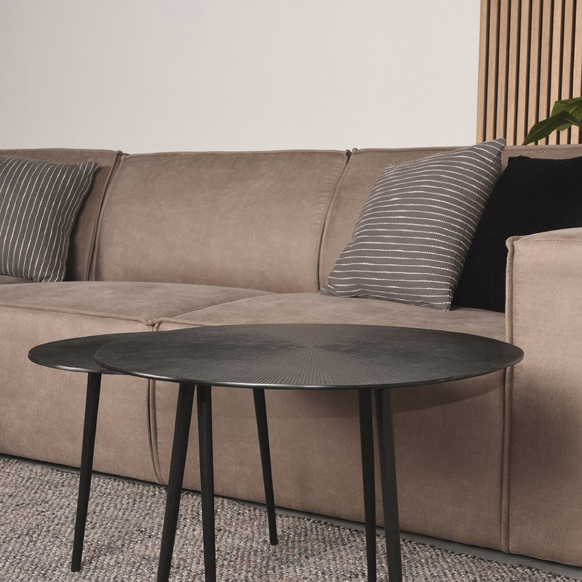 Label51 - Canapé Kay - Microsuède - Taupe - 283 x 218 x 80 cm