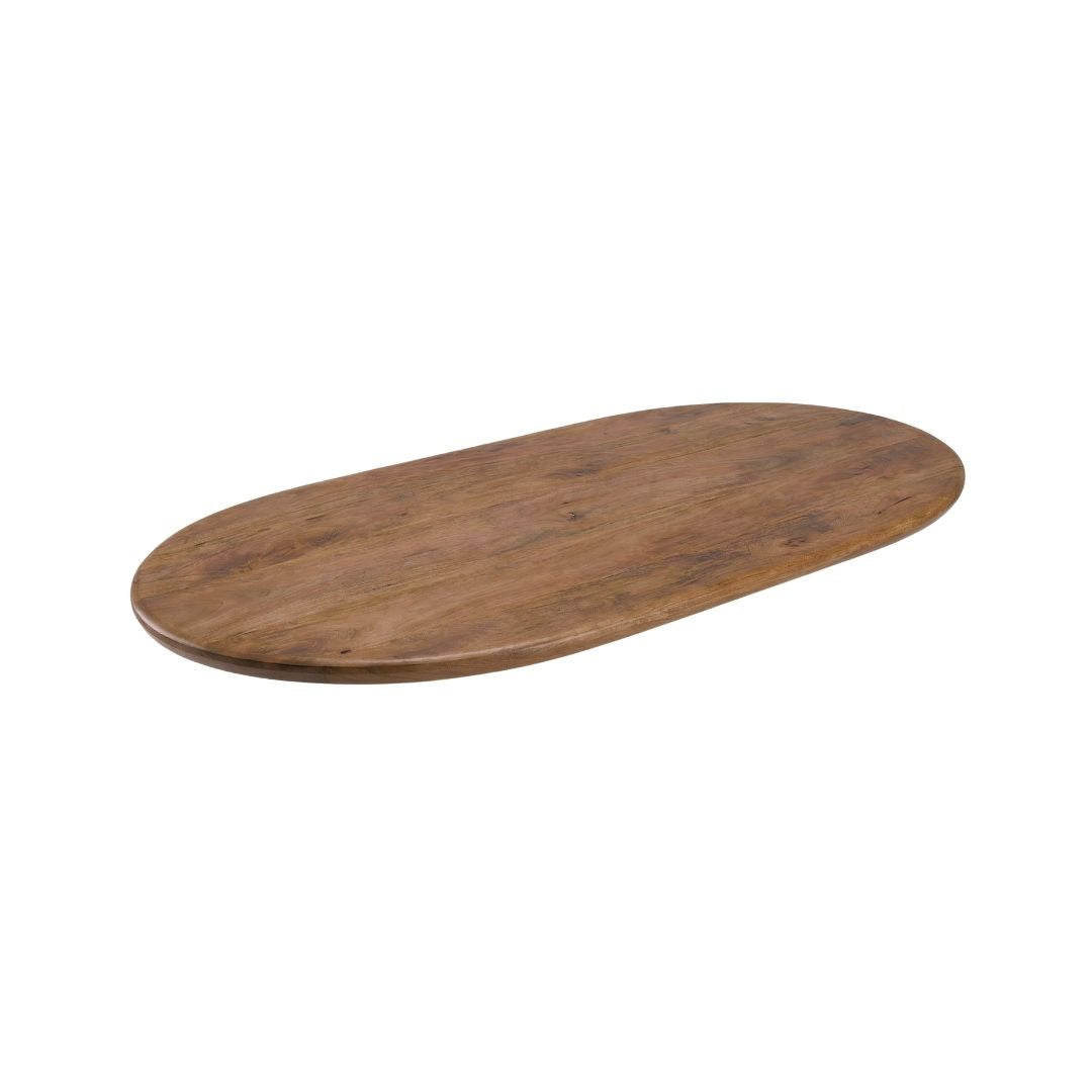 Label51 - Plateau de table demi-cercle bord irrégulier - Bois de manguier - Naturel - 160 x 100 cm