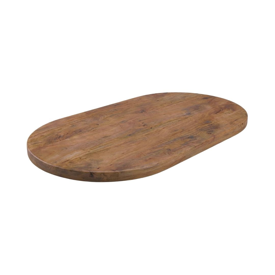 Label51 - Plateau de table demi-cercle bord droit - Bois de manguier - Naturel - 180 x 100 cm