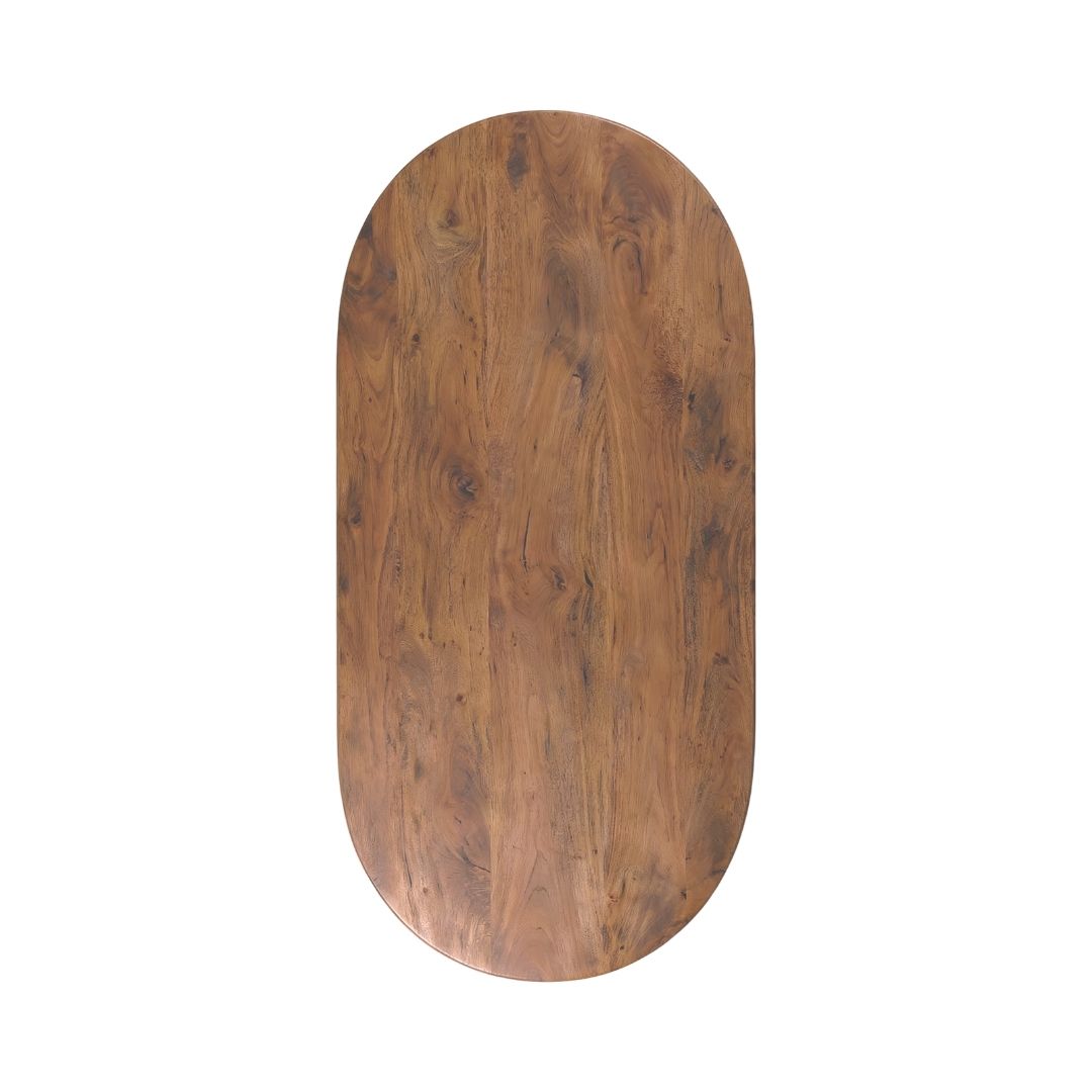 Label51 - Plateau de table demi-cercle bord droit - Bois de manguier - Naturel - 180 x 100 cm