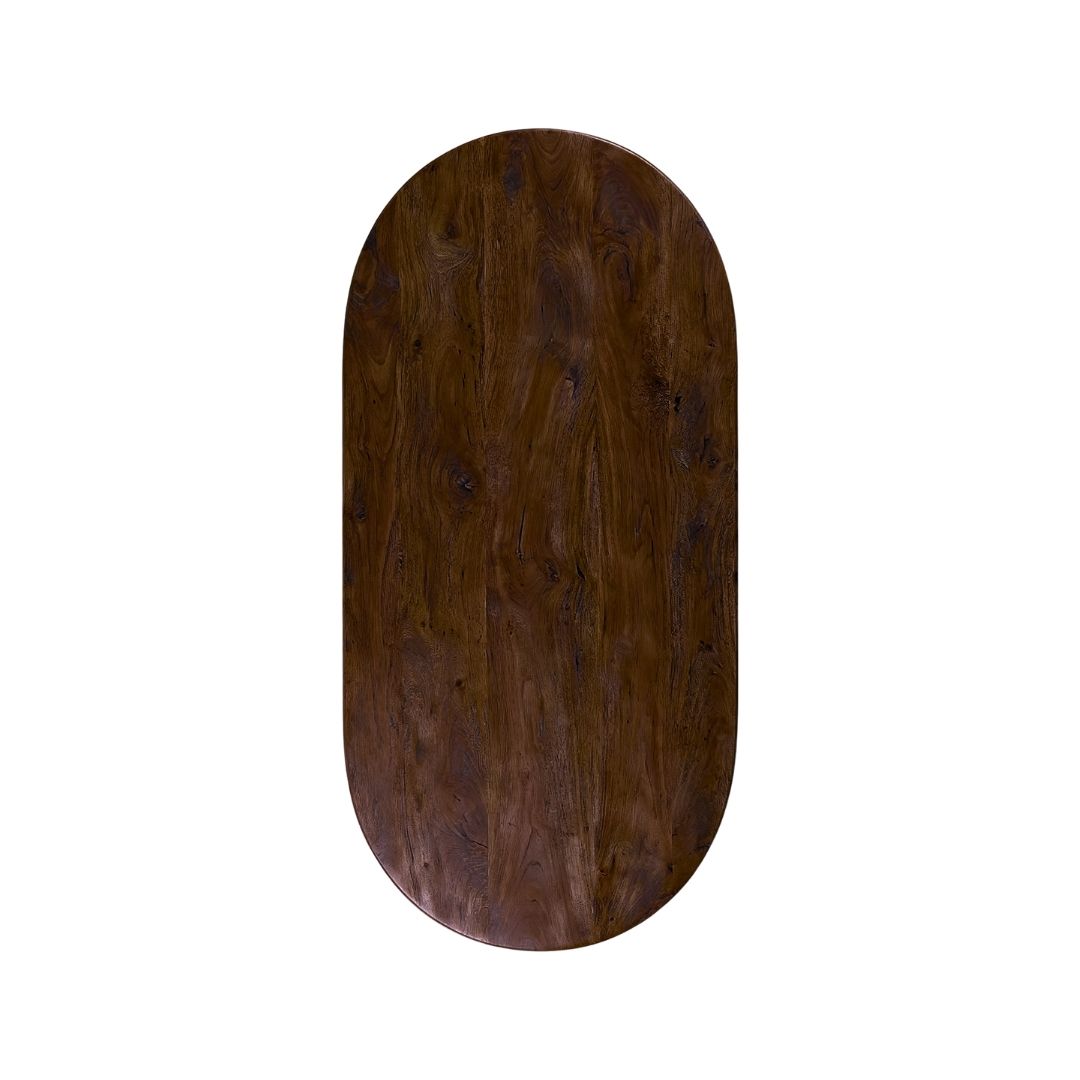 Label51 - Plateau de table demi-cercle bord irrégulier - Bois de manguier - 160 x 100 cm
