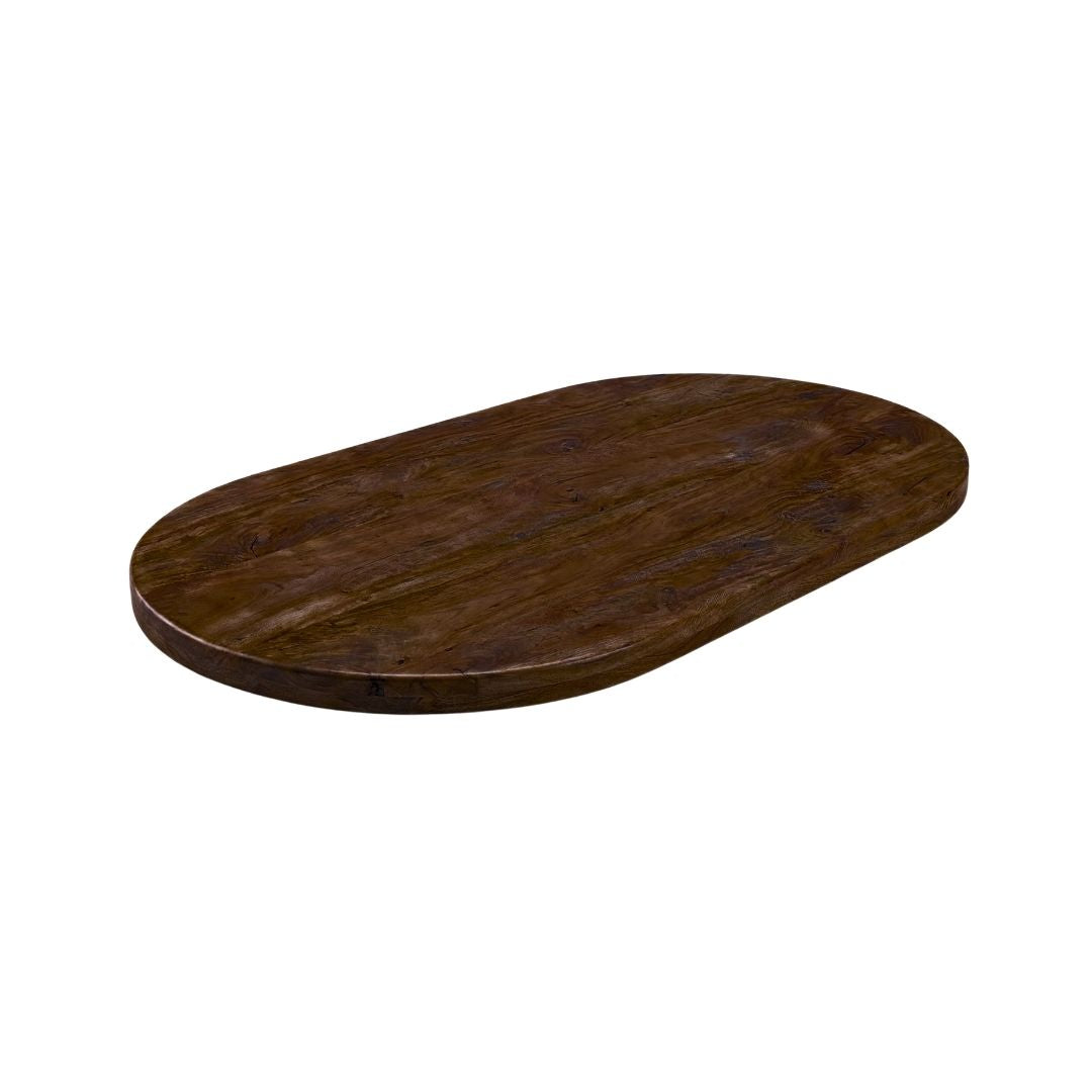 Label51 - Plateau de table demi-cercle bord droit - Bois de manguier - Espresso - 160 x 100 cm