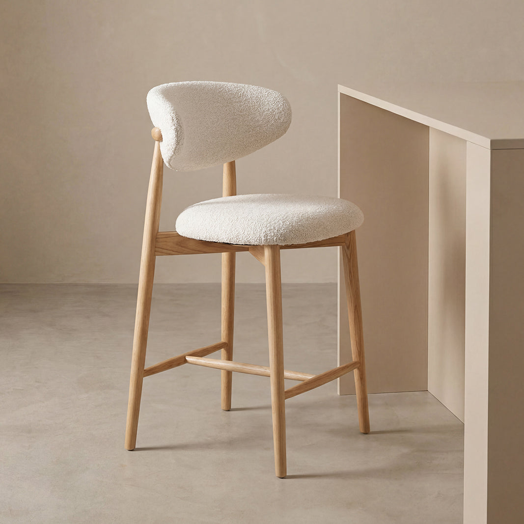 Label51 - Tabouret de bar Kyoto - Tissu - 56 x 54 x 98 cm