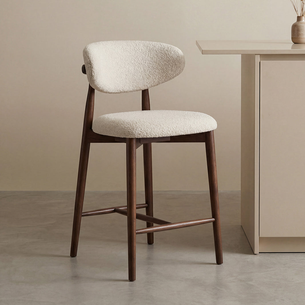 Label51 - Tabouret de bar Kyoto - Tissu - 56 x 54 x 98 cm