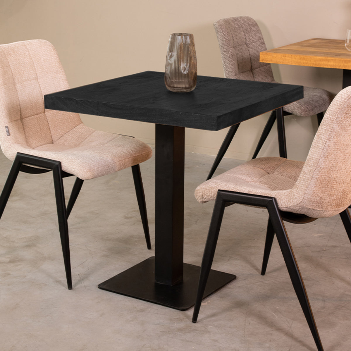 LABEL51 Eetkamertafel Tafelblad Straight Edge - Zwart - Mangohout - 70 cm Straight