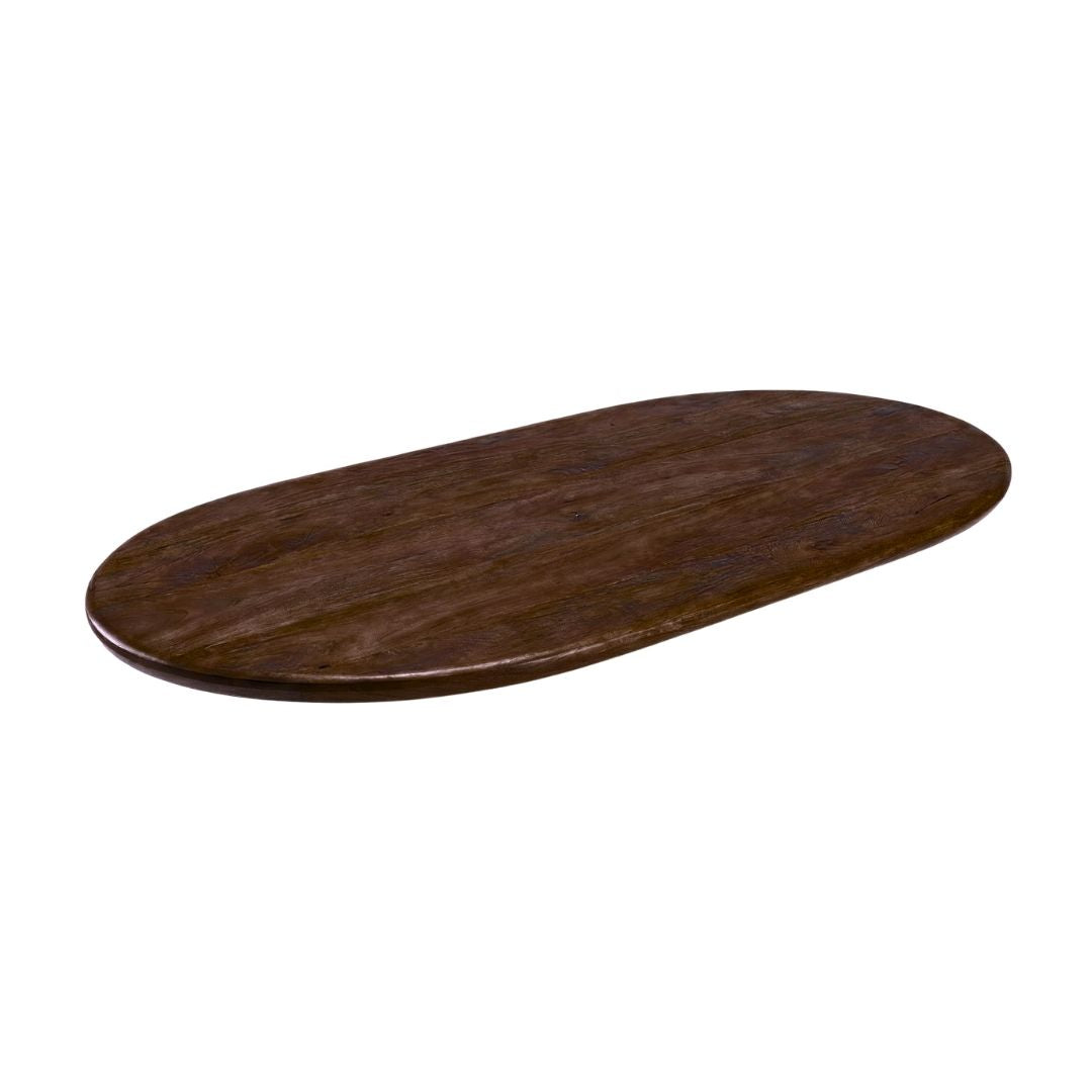 Label51 - Plateau de table demi-cercle bord organique - Bois de manguier - Espresso - 200 x 100 cm