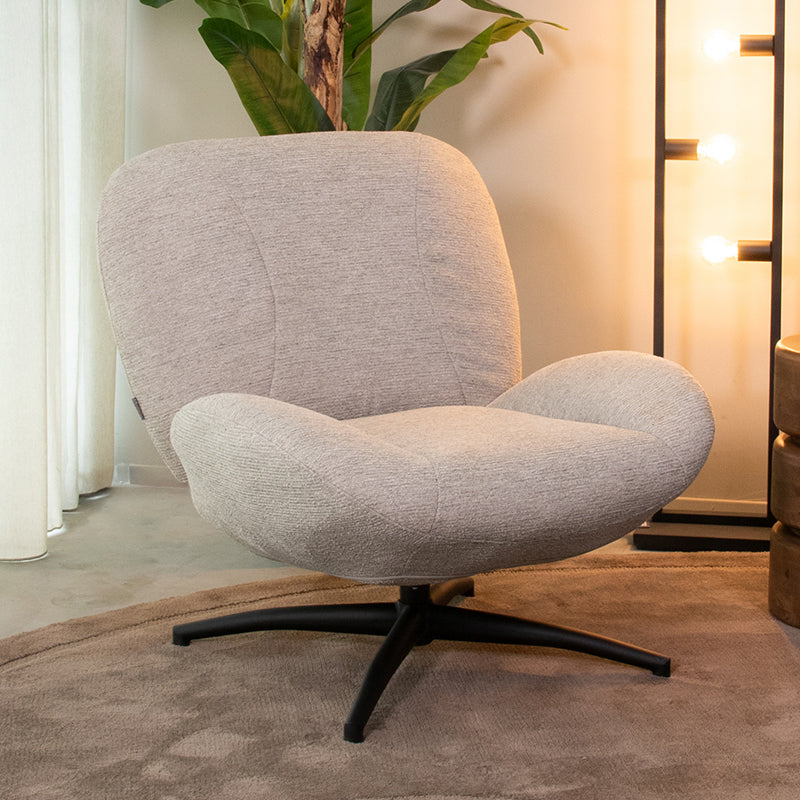 Label51 - Fauteuil pivotant Clayton - Tissu - Kaki - 82 x 89 x 91 cm