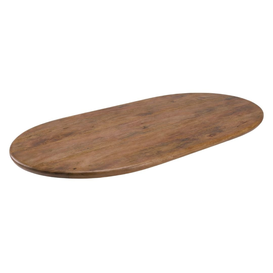 Label51 - Tafelblad Halve Cirkel Ruwe Rand - Mangohout - Naturel - 240 x 100 cm