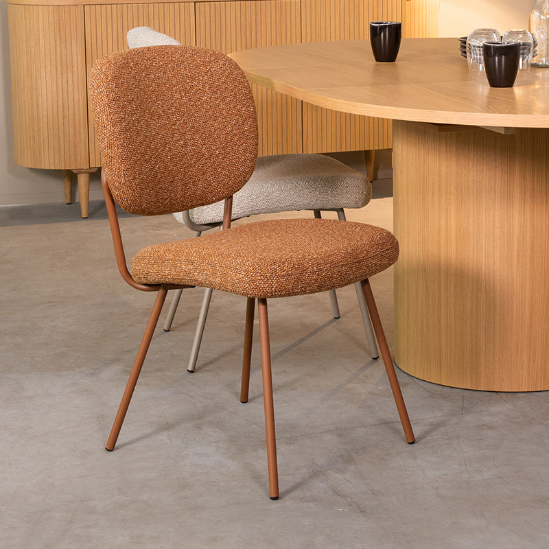 Label51 - Chaise de salle à manger Singapore - Bouclé - Corail - 49 x 63 x 90 cm