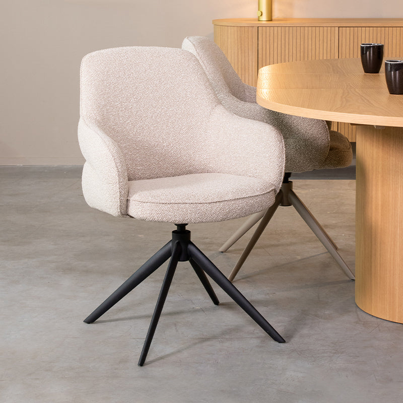 Label51 - Chaise de salle à manger Bern - Bouclé - Naturel - 61 x 66 x 91 cm
