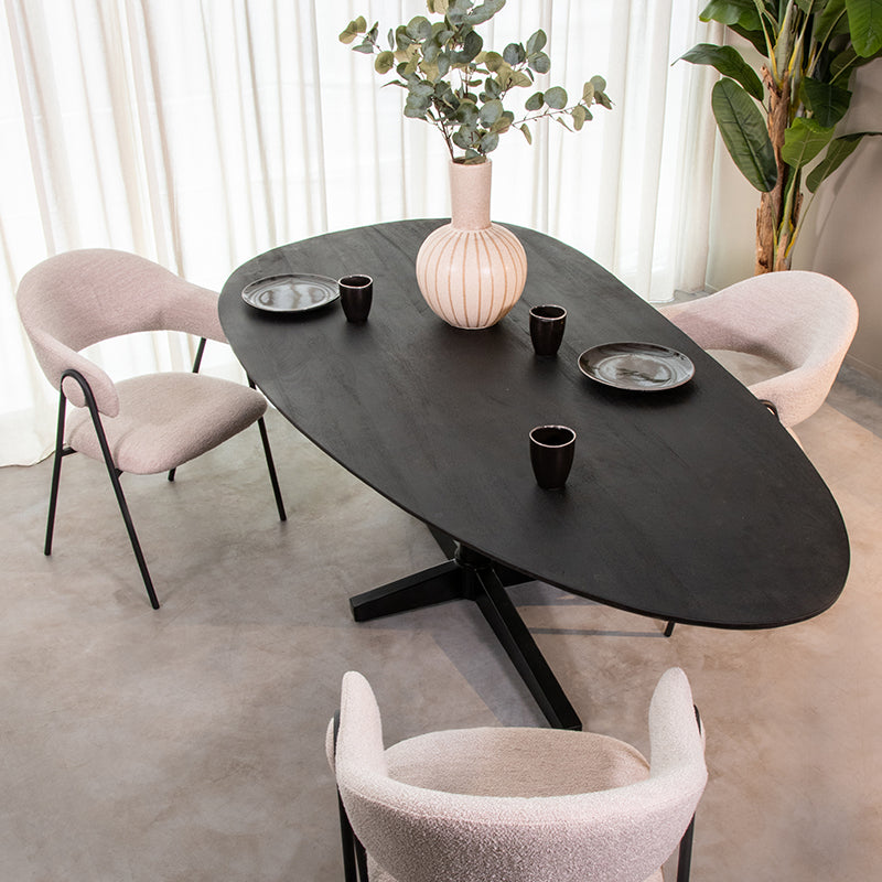 Label51 - Eettafel Rosie - Mangohout - Zwart - 220 x 110 x 76 cm