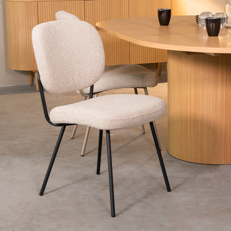 Label51 - Chaise de salle à manger Singapore - Bouclé - Naturel - 49 x 63 x 90 cm