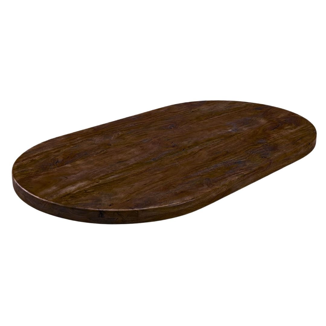 Label51 - Plateau de table demi-cercle bord droit - Bois de manguier - Espresso - 240 x 100 cm